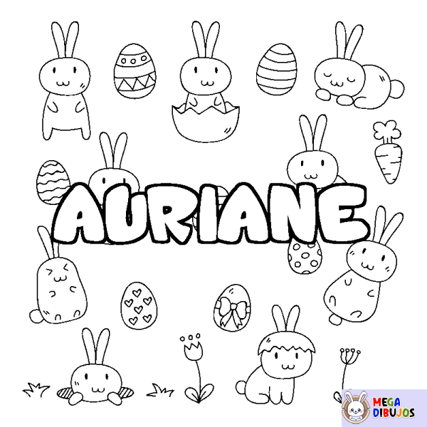 Coloración del nombre AURIANE - decorado Pascua