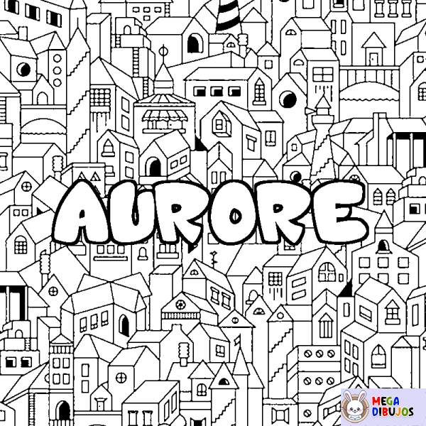 Coloración del nombre AURORE - decorado ciudad