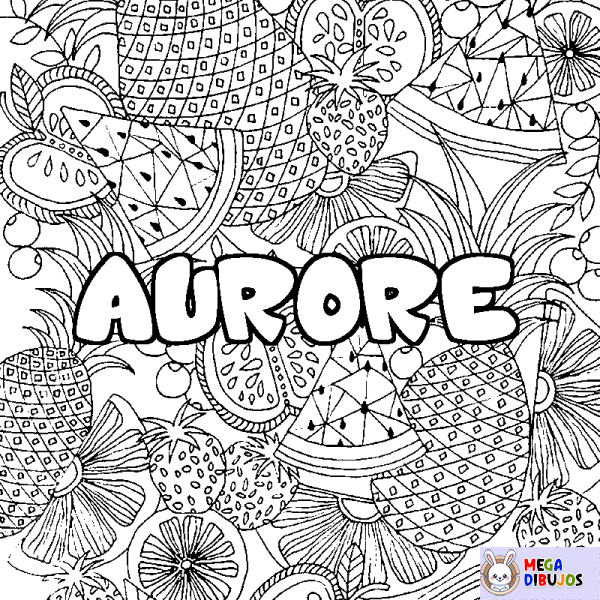Coloración del nombre AURORE - decorado mandala de frutas