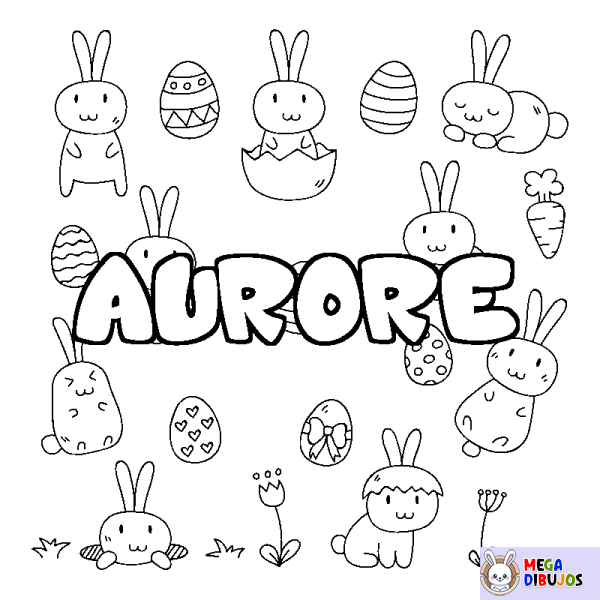 Coloración del nombre AURORE - decorado Pascua