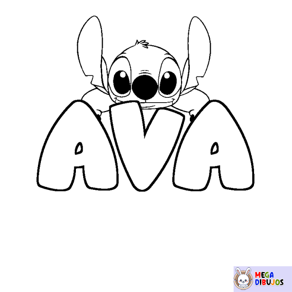 Coloración del nombre AVA - decorado Stitch