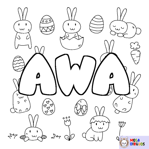 Coloración del nombre AWA - decorado Pascua