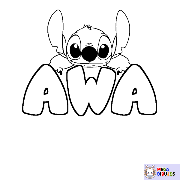 Coloración del nombre AWA - decorado Stitch