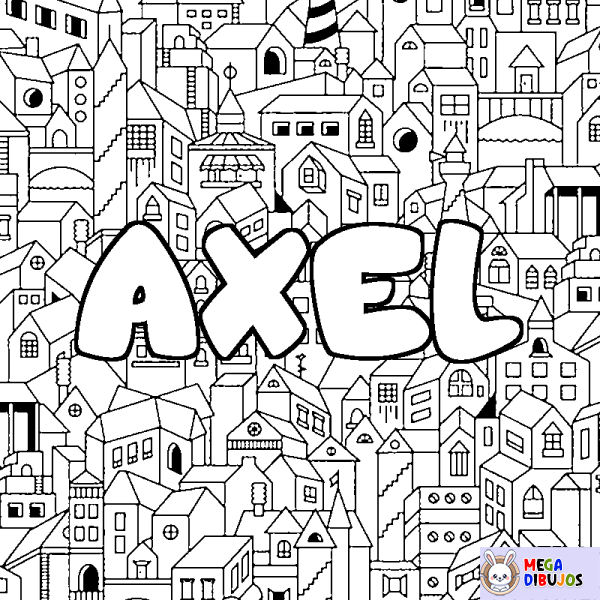 Coloración del nombre AXEL - decorado ciudad