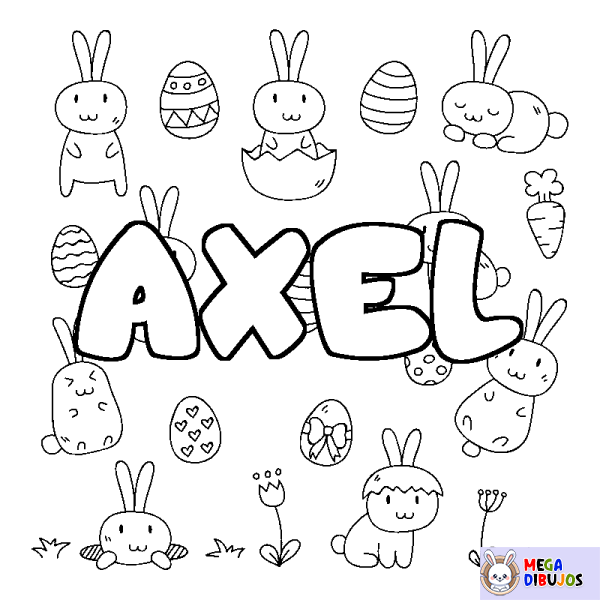 Coloración del nombre AXEL - decorado Pascua