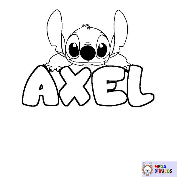 Coloración del nombre AXEL - decorado Stitch