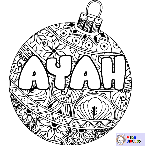 Coloración del nombre AYAH - decorado bola de Navidad