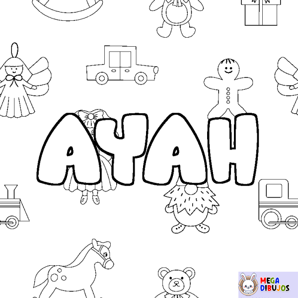 Coloración del nombre AYAH - decorado juguetes
