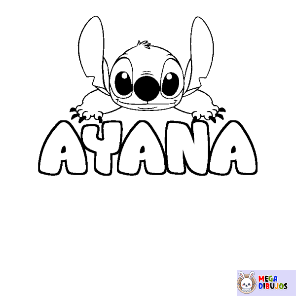 Coloración del nombre AYANA - decorado Stitch