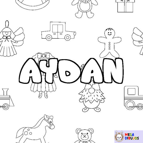 Coloración del nombre AYDAN - decorado juguetes