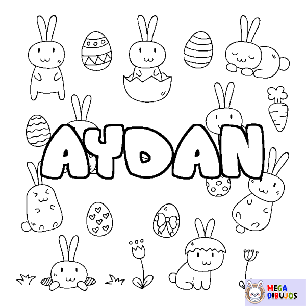 Coloración del nombre AYDAN - decorado Pascua