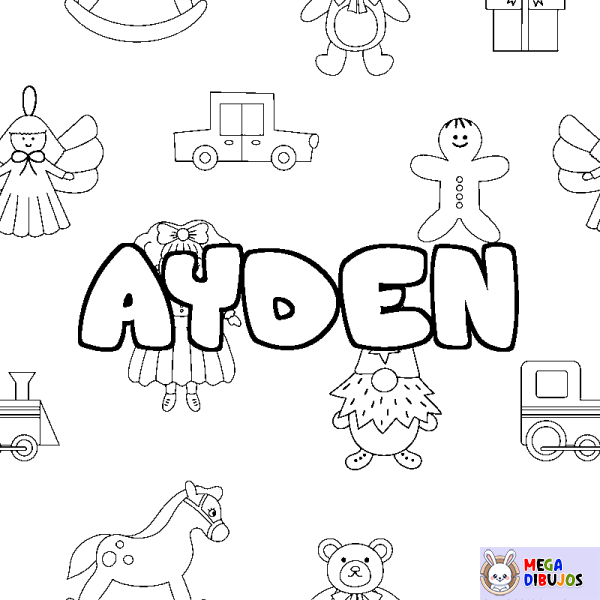 Coloración del nombre AYDEN - decorado juguetes