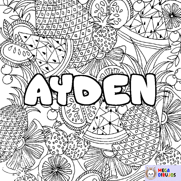 Coloración del nombre AYDEN - decorado mandala de frutas