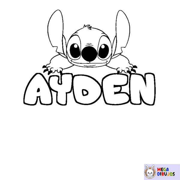 Coloración del nombre AYDEN - decorado Stitch