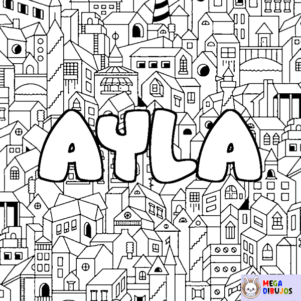 Coloración del nombre AYLA - decorado ciudad