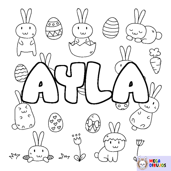 Coloración del nombre AYLA - decorado Pascua