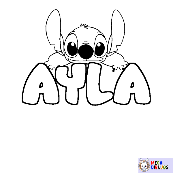 Coloración del nombre AYLA - decorado Stitch