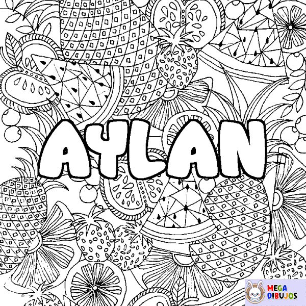 Coloración del nombre AYLAN - decorado mandala de frutas