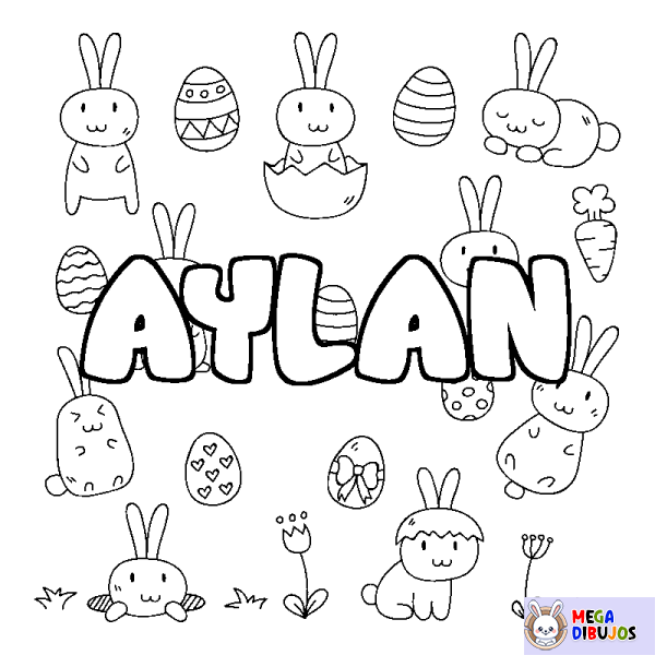 Coloración del nombre AYLAN - decorado Pascua