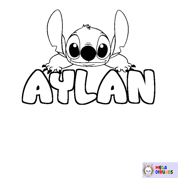 Coloración del nombre AYLAN - decorado Stitch