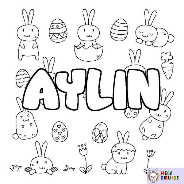 Coloración del nombre AYLIN - decorado Pascua