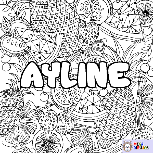 Coloración del nombre AYLINE - decorado mandala de frutas