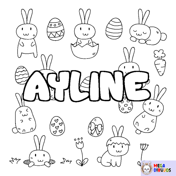 Coloración del nombre AYLINE - decorado Pascua