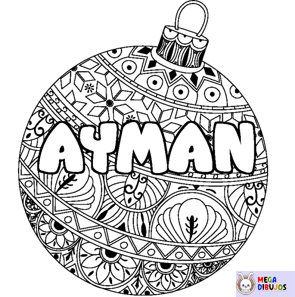 Coloración del nombre AYMAN - decorado bola de Navidad