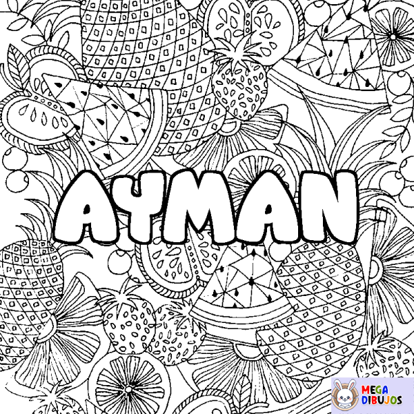 Coloración del nombre AYMAN - decorado mandala de frutas