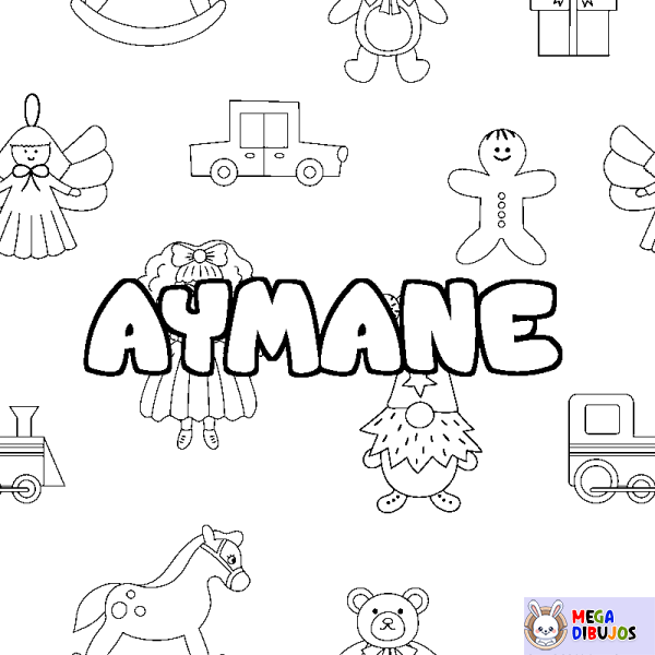 Coloración del nombre AYMANE - decorado juguetes