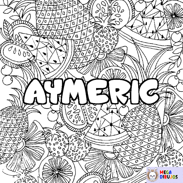 Coloración del nombre AYMERIC - decorado mandala de frutas