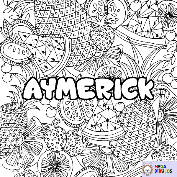 Coloración del nombre AYMERICK - decorado mandala de frutas