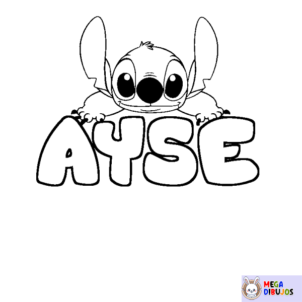 Coloración del nombre AYSE - decorado Stitch