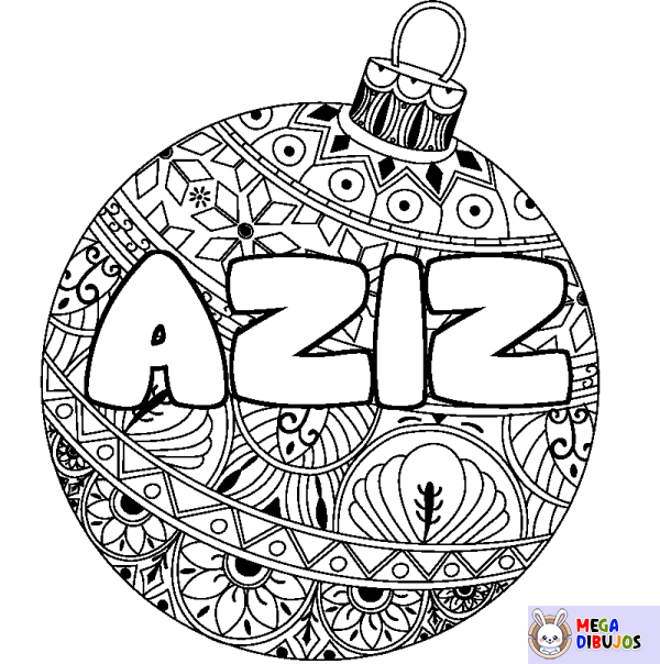 Coloración del nombre AZIZ - decorado bola de Navidad