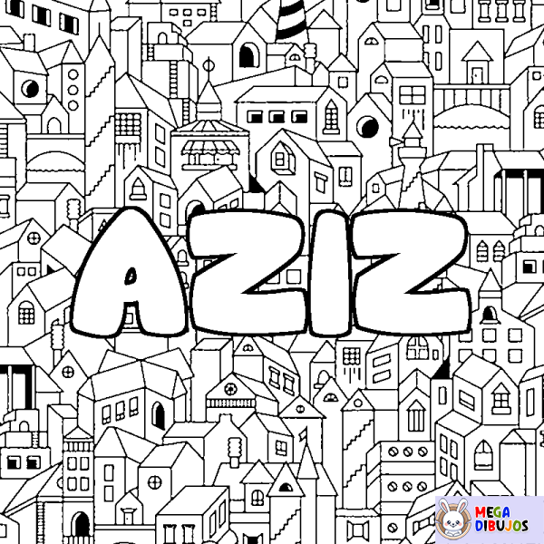 Coloración del nombre AZIZ - decorado ciudad