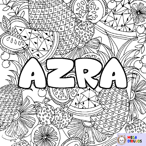 Coloración del nombre AZRA - decorado mandala de frutas