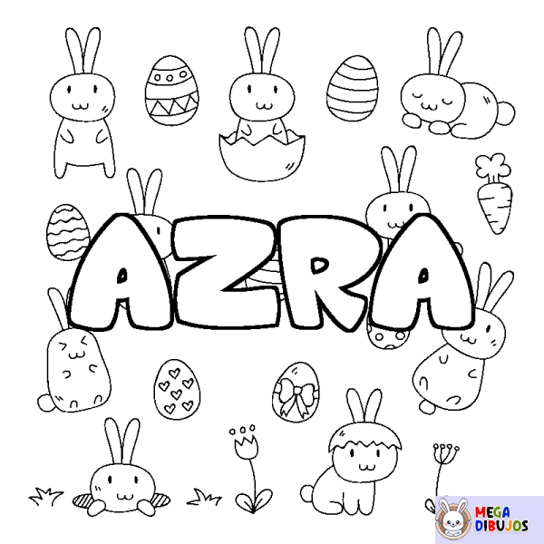 Coloración del nombre AZRA - decorado Pascua