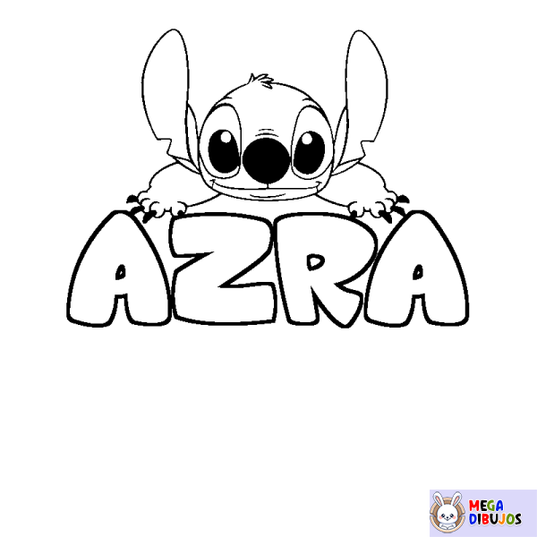 Coloración del nombre AZRA - decorado Stitch