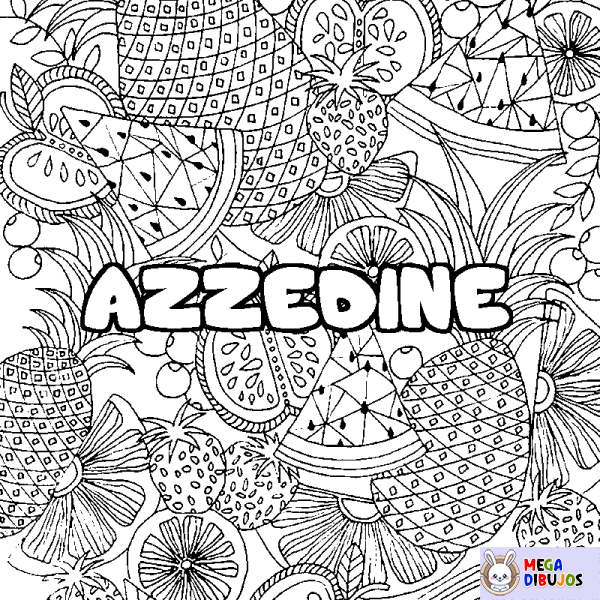 Coloración del nombre AZZEDINE - decorado mandala de frutas