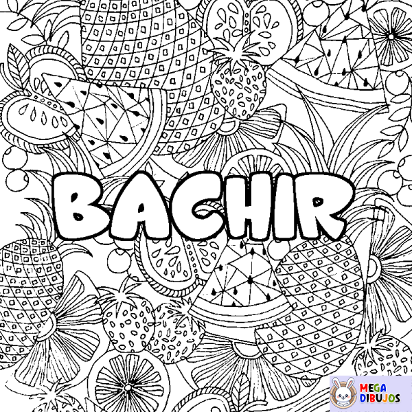 Coloración del nombre BACHIR - decorado mandala de frutas