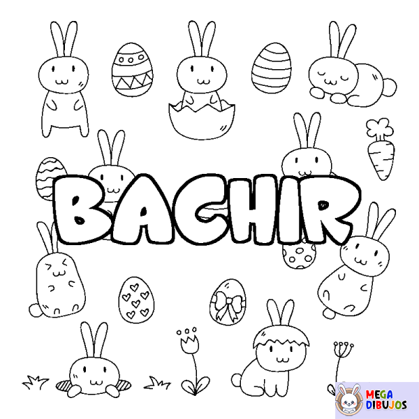 Coloración del nombre BACHIR - decorado Pascua