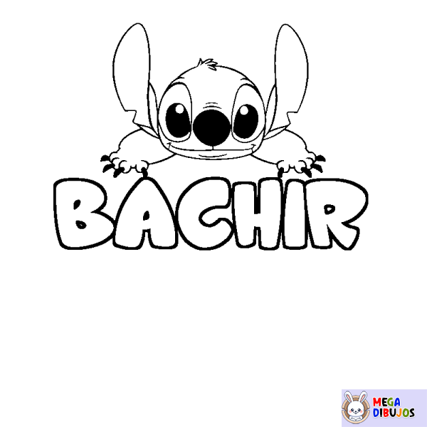 Coloración del nombre BACHIR - decorado Stitch