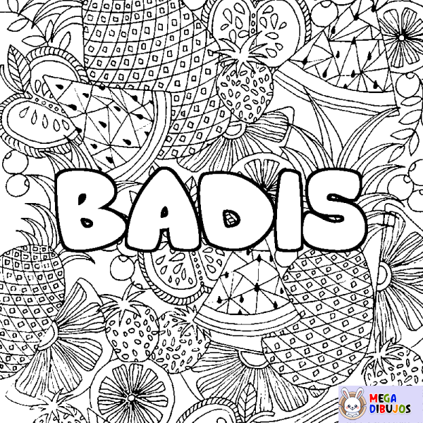 Coloración del nombre BADIS - decorado mandala de frutas