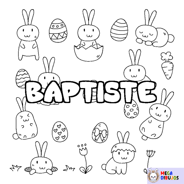 Coloración del nombre BAPTISTE - decorado Pascua