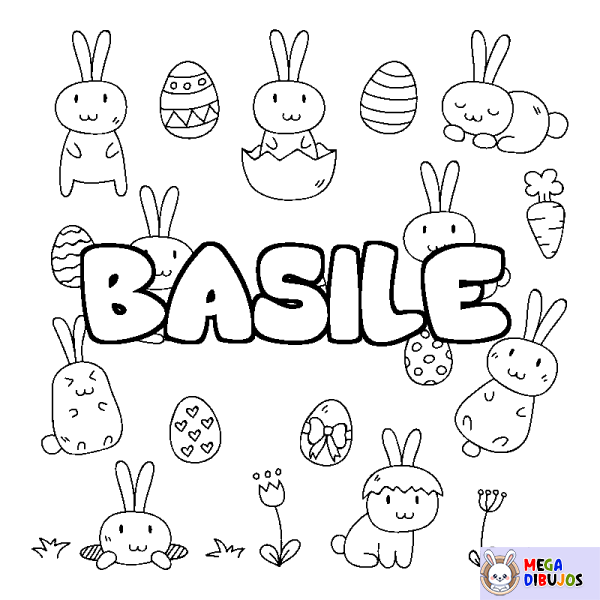 Coloración del nombre BASILE - decorado Pascua