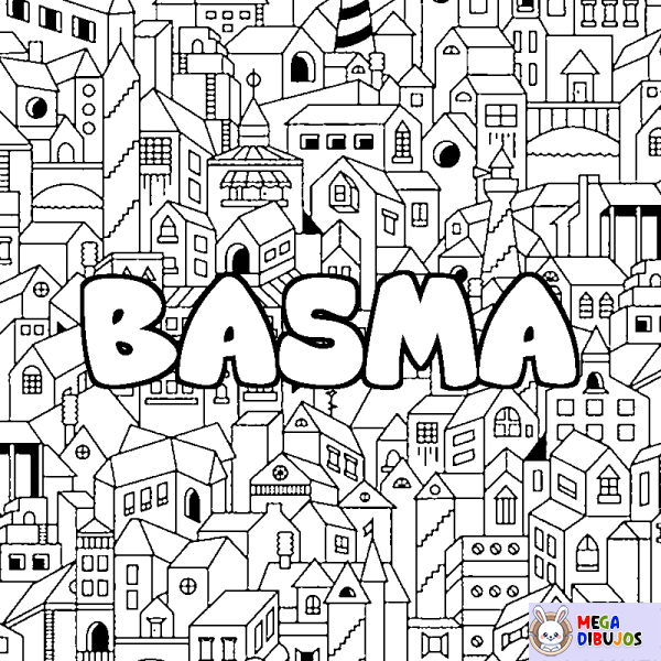 Coloración del nombre BASMA - decorado ciudad