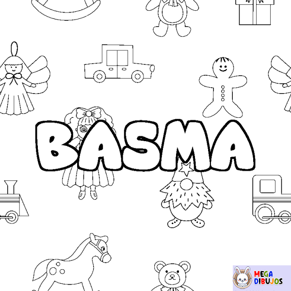 Coloración del nombre BASMA - decorado juguetes