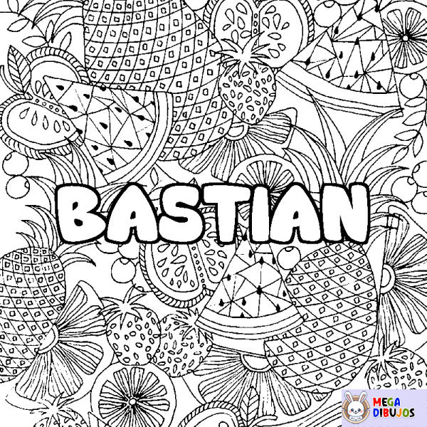 Coloración del nombre BASTIAN - decorado mandala de frutas