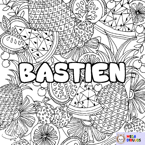 Coloración del nombre BASTIEN - decorado mandala de frutas