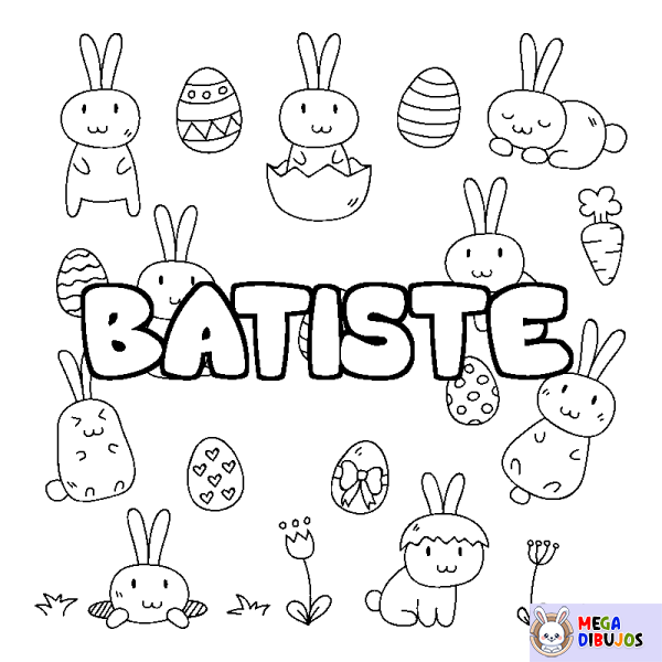 Coloración del nombre BATISTE - decorado Pascua